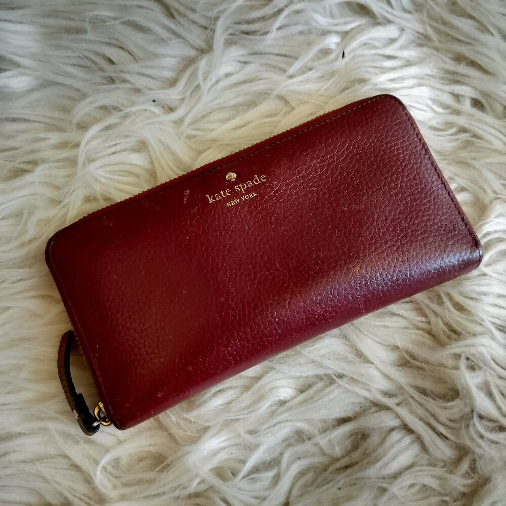 Kate Spade Continental Zip Around Wallet Burgundy
